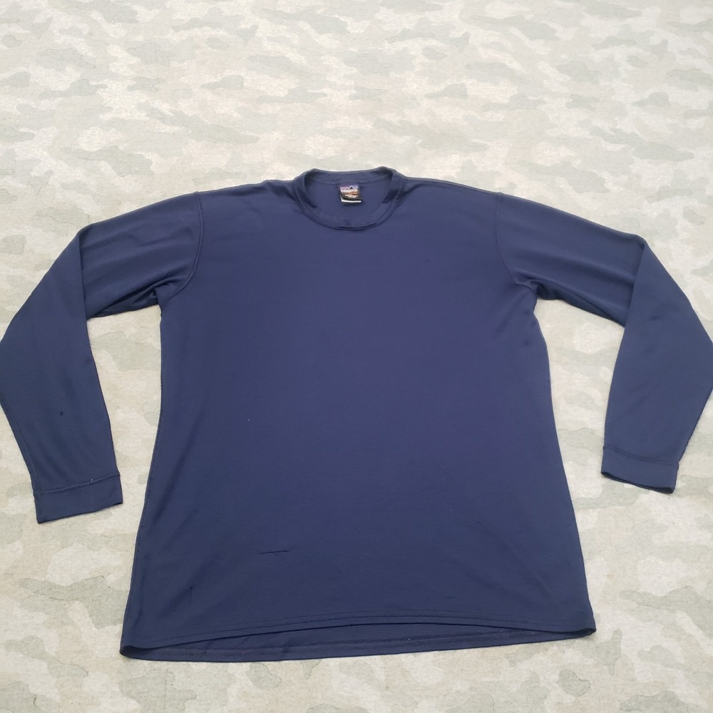 Patagonia Capilene Shirt Mens Medium Blue Base Layer Pullover Long Sleeve